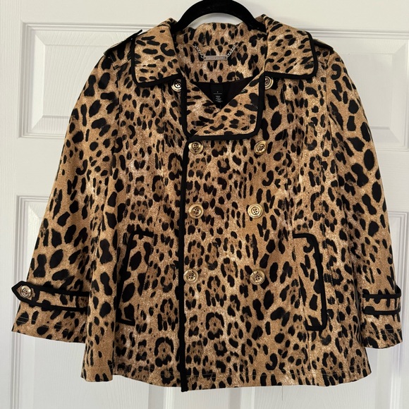 White House Black Market Leopard Print Jacket - Size 2 - Picture 2 of 12